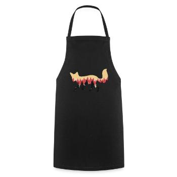 Fox foxes woodland woodland animals silhouette woods animal - Cooking Apron - black - Front - AI Model Male 185 dark (185cm)