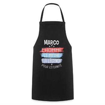 Marco l'homme le mythe la légende - Tablier de cuisine - noir - Devant - AI Model Male 185 dark (185cm)