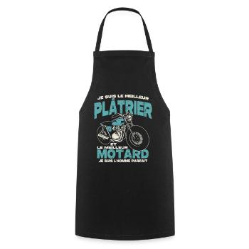 Le meilleur plâtrier et le meilleur motard - Tablier de cuisine - noir - Devant - AI Model Male 185 dark (185cm)