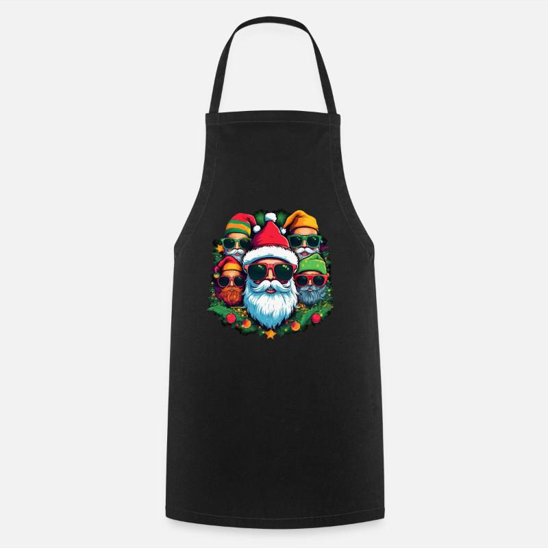 Ugly Christmas Sweater -Cool Santas - Cooking Apron - black