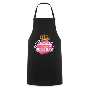 Janvier est mon anniversaire Oui tout le mois né - Tablier de cuisine - noir - Devant - AI Model Male 185 dark (185cm)