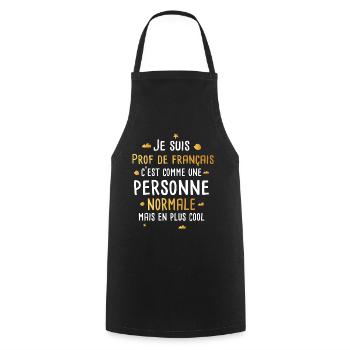 Prof de français femme tshirt drôle marrant - Tablier de cuisine - noir - Devant - AI Model Male 185 dark (185cm)