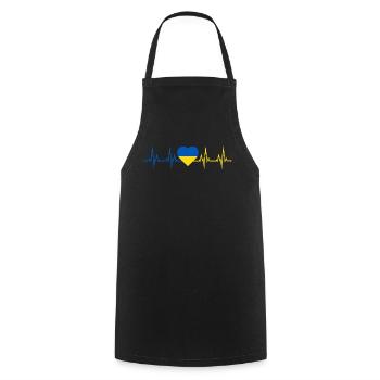 Herzschlag Fahne Herz Heartbeat Flagge Ukraine - Kochschürze - Schwarz - Vorne - AI Model Male 185 dark (185cm)
