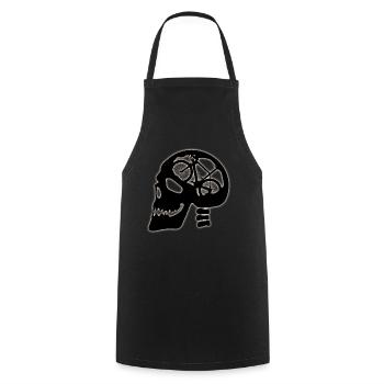 Crâne avec bicyclette à l'intérieur - Tablier de cuisine - noir - Devant - AI Model Male 185 dark (185cm)
