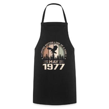 Incomparable since May 1977, 47th Anniversary - Cooking Apron - black - Front - AI Model Male 185 dark (185cm)