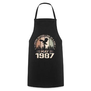 Incomparable since May 1987, 37th Anniversary - Cooking Apron - black - Front - AI Model Male 185 dark (185cm)