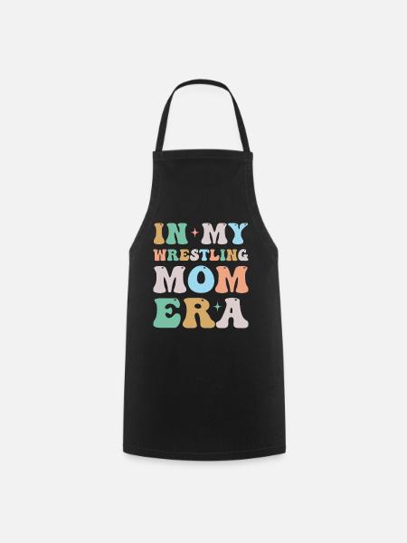 In My Wrestling Mom Era Groovy Retro - Cooking Apron - black