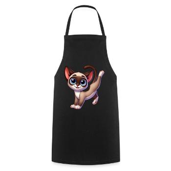 mignon chat siamois breakdance équilibre sur les mains dessin animé - Tablier de cuisine - noir - Devant - AI Model Male 185 dark (185cm)