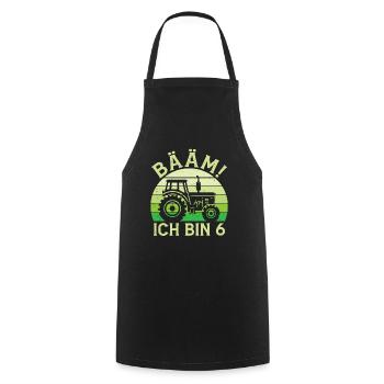 Ich bin 6 Jahre Drei Junge 6. Geburtstag Traktor - Kochschürze - Schwarz - Vorne - AI Model Male 185 dark (185cm)