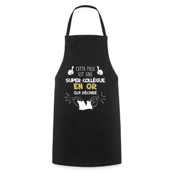 Super Collègue En Or Humour Femme - Tablier de cuisine - noir - Devant - AI Model Male 185 dark (185cm)
