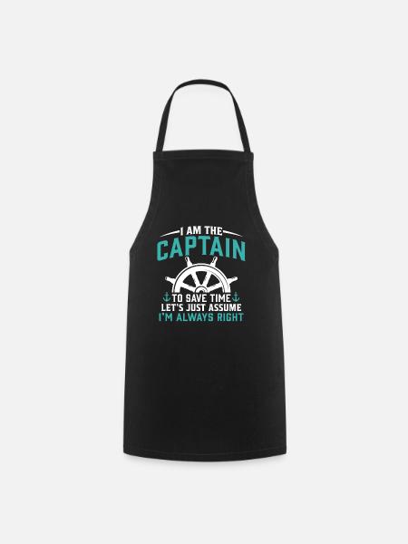 I am the captain funny boating sailing - Cooking Apron - black