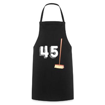 45 Brooms Humor Anniversary 45 Years - Cooking Apron - black - Front - AI Model Male 185 dark (185cm)