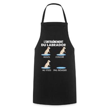 L'Entrainement du Labrador Idée Cadeau Chien - Tablier de cuisine - noir - Devant - AI Model Male 185 dark (185cm)