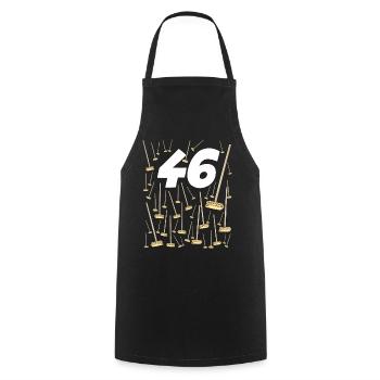 46 Balais Anniversaire 46 ans Homme ou Femme - Tablier de cuisine - noir - Devant - AI Model Male 185 dark (185cm)