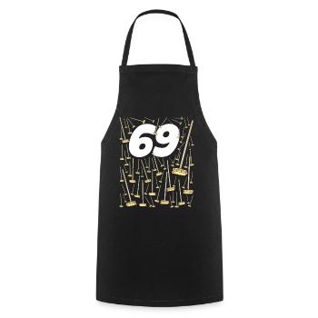 69 balais Anniversaire Marrant Homme Ou Femme - Tablier de cuisine - noir - Devant - AI Model Male 185 dark (185cm)