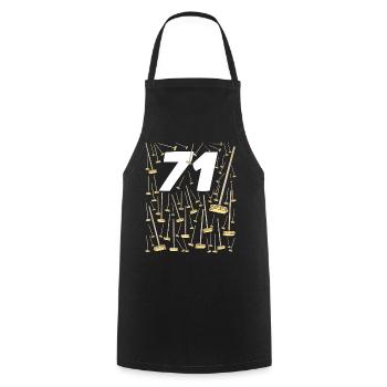 71 Balais citation anniversaire homme et femme - Tablier de cuisine - noir - Devant - AI Model Male 185 dark (185cm)