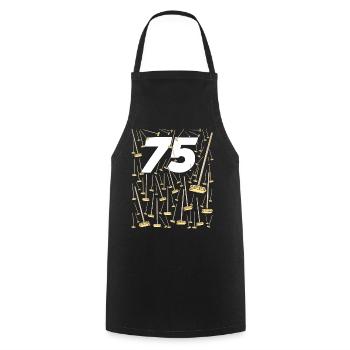 75 Birthday brooms humor man woman 75 years old - Cooking Apron - black - Front - AI Model Male 185 dark (185cm)