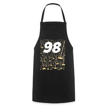 98 Brooms Funny Quote 98 Years Anniversary - Cooking Apron - black - Front - AI Model Male 185 dark (185cm)