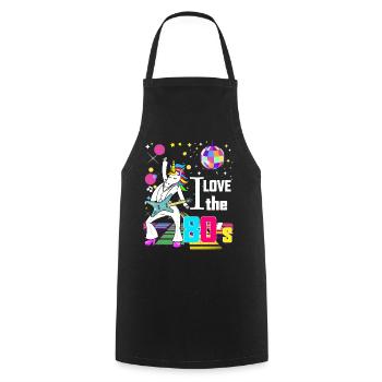 Licorne Disco Guitare J'aime les Années 80 - Tablier de cuisine - noir - Devant - AI Model Male 185 dark (185cm)