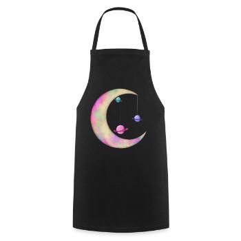 Colorful Moon with Planets - Cooking Apron - black - Front - AI Model Male 185 dark (185cm)