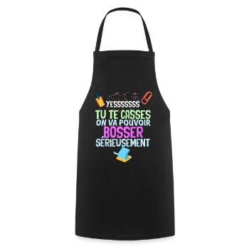 Yeeees Tu Te Casses Cadeau Départ Collègue - Tablier de cuisine - noir - Devant - AI Model Male 185 dark (185cm)