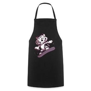 Tigre snowboarder mignon - Tablier de cuisine - noir - Devant - AI Model Male 185 dark (185cm)