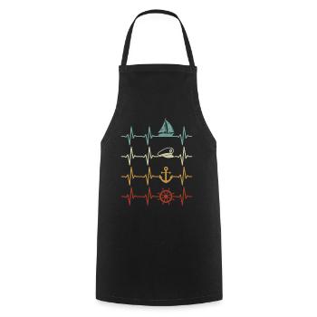 Sailing Heartbeat Sailboat Boater Sailor - Cooking Apron - black - Front - AI Model Male 185 dark (185cm)