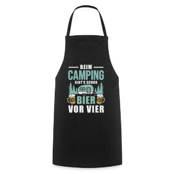 Camping Bier vor vier Wohnwagen Camper - Kochschürze - Schwarz - Vorne - AI Model Male 185 dark (185cm)