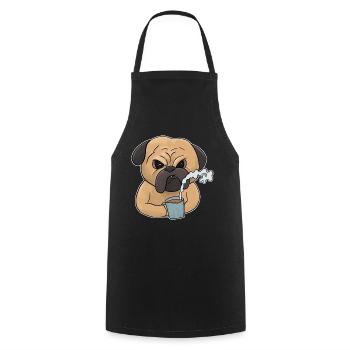 Mürrischer Mops-Hund mit Kaffee Morgenmuffel - Kochschürze - Schwarz - Vorne - AI Model Male 185 dark (185cm)