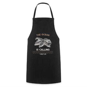 La mer appelle je vais, plongeur plonger vintage - Tablier de cuisine - noir - Devant - AI Model Male 185 dark (185cm)