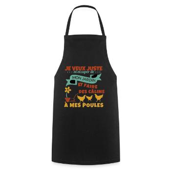 Mon Jardin et mes poules Cadeau - Tablier de cuisine - noir - Devant - AI Model Male 185 dark (185cm)