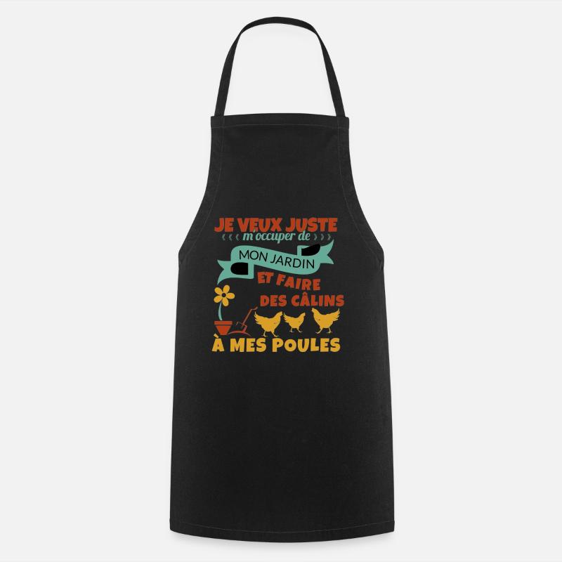 Mon Jardin et mes poules Cadeau - Tablier de cuisine - noir