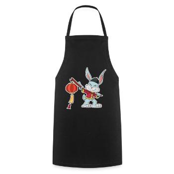 Happy Chinese New Year 2023 I Year Of The Rabbit - Cooking Apron - black - Front - AI Model Male 185 dark (185cm)