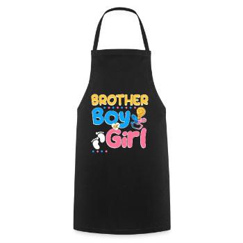 Pink or Blue Brother Loves You Best Brother Ever - Cooking Apron - black - Front - AI Model Male 185 dark (185cm)