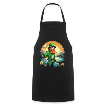 St. Patrick's Day Kleeblatt Angeln - Kochschürze - Schwarz - Vorne - AI Model Male 185 dark (185cm)