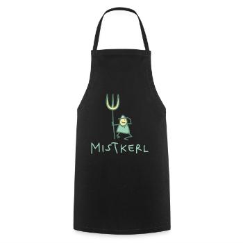 Kerl mit Mistgabel (b) - Kochschürze - Schwarz - Vorne - AI Model Male 185 dark (185cm)