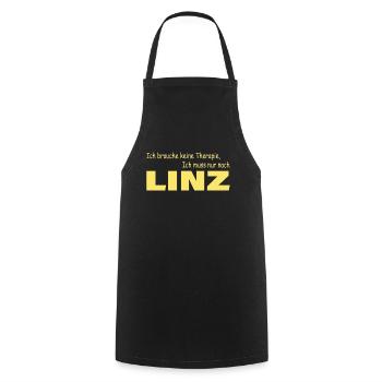 Therapie LINZ - Kochschürze - Schwarz - Vorne - AI Model Male 185 dark (185cm)