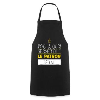Patron - Cadeau - Drôle - Métier - Génial - Boss - Tablier de cuisine - noir - Devant - AI Model Male 185 dark (185cm)
