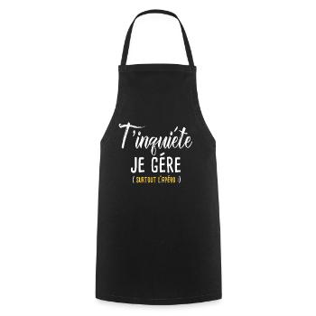 T'inquiéte je gére surtout l'apéro - Tablier de cuisine - noir - Devant - AI Model Male 185 dark (185cm)