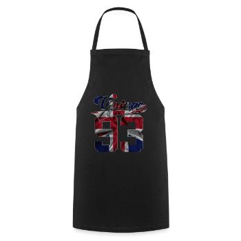 33RD BIRTHDAY UK VINTAGE 1993 - Cooking Apron - black - Front - AI Model Male 185 dark (185cm)