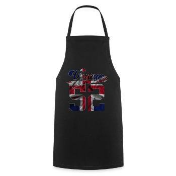 74TH BIRTHDAY UK VINTAGE 1952 - Cooking Apron - black - Front - AI Model Male 185 dark (185cm)