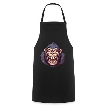 Angry Gorilla Scream - Kawaii Primate Design - Cooking Apron - black - Front - AI Model Male 185 dark (185cm)