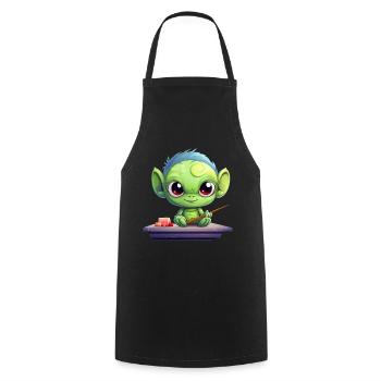 Côtelettes de sushi extraterrestres extraterrestres extraterrestres extraterrestres Japon - Tablier de cuisine - noir - Devant - AI Model Male 185 dark (185cm)