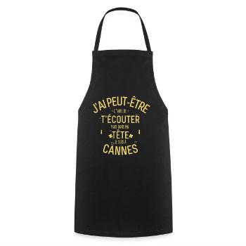 Mentalement je suis à Cannes - Tablier de cuisine - noir - Devant - AI Model Male 185 dark (185cm)