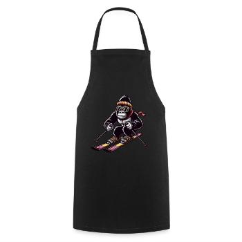 Gorilla on skis - winter holidays in the snow - Cooking Apron - black - Front - AI Model Male 185 dark (185cm)