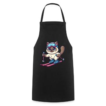 Siamese Cat Ski Holiday Skier - Cooking Apron - black - Front - AI Model Male 185 dark (185cm)