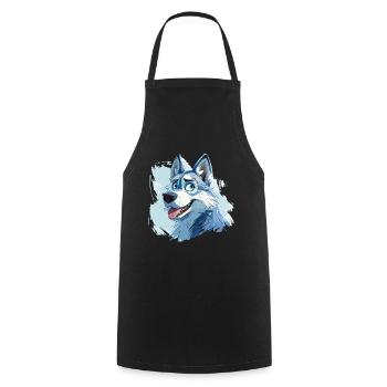 Husky Dog Sled Dog Breed Winter Cartoon - Cooking Apron - black - Front - AI Model Male 185 dark (185cm)