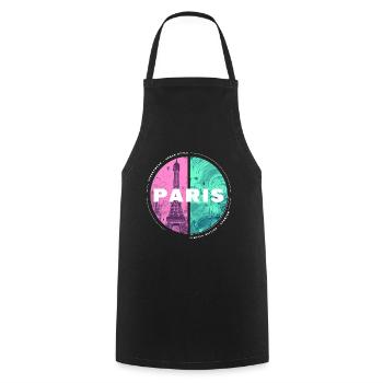 Paris Skyline Eiffel Tower France City Circle - Cooking Apron - black - Front - AI Model Male 185 dark (185cm)