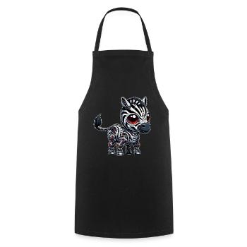 Cyborg Zebra: Robot with Red Eyes - Cooking Apron - black - Front - AI Model Male 185 dark (185cm)