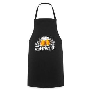 Unterhopft - Biergläser - Biertrinker Spruch - Kochschürze - Schwarz - Vorne - AI Model Male 185 dark (185cm)